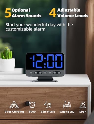 Silver Large Number Alarm Clock with Dimmer and Night Light M89858