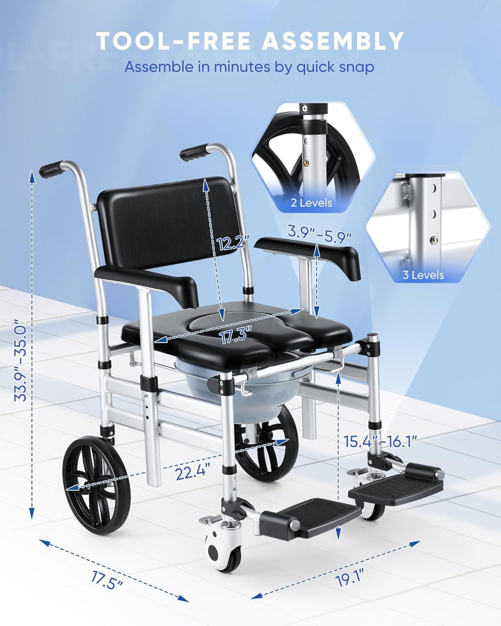 Folding Shower Chair with Wheels N5207