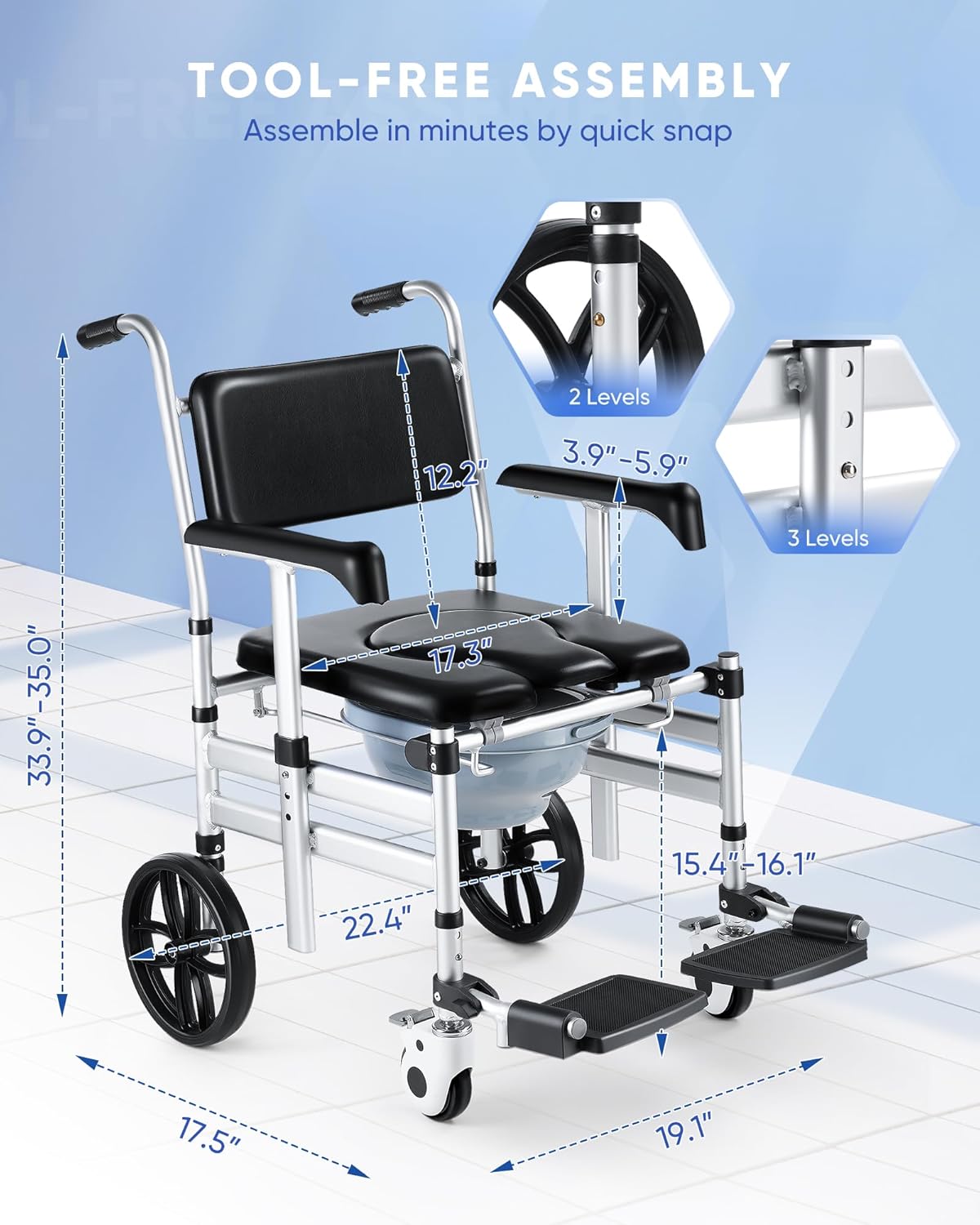 Folding Shower Chair with Wheels N5207