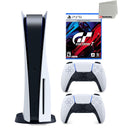 Playstation 5 Disc Version Console with White Controller and Gran Turismo 7 Bundle with Cleaning Cloth R21039