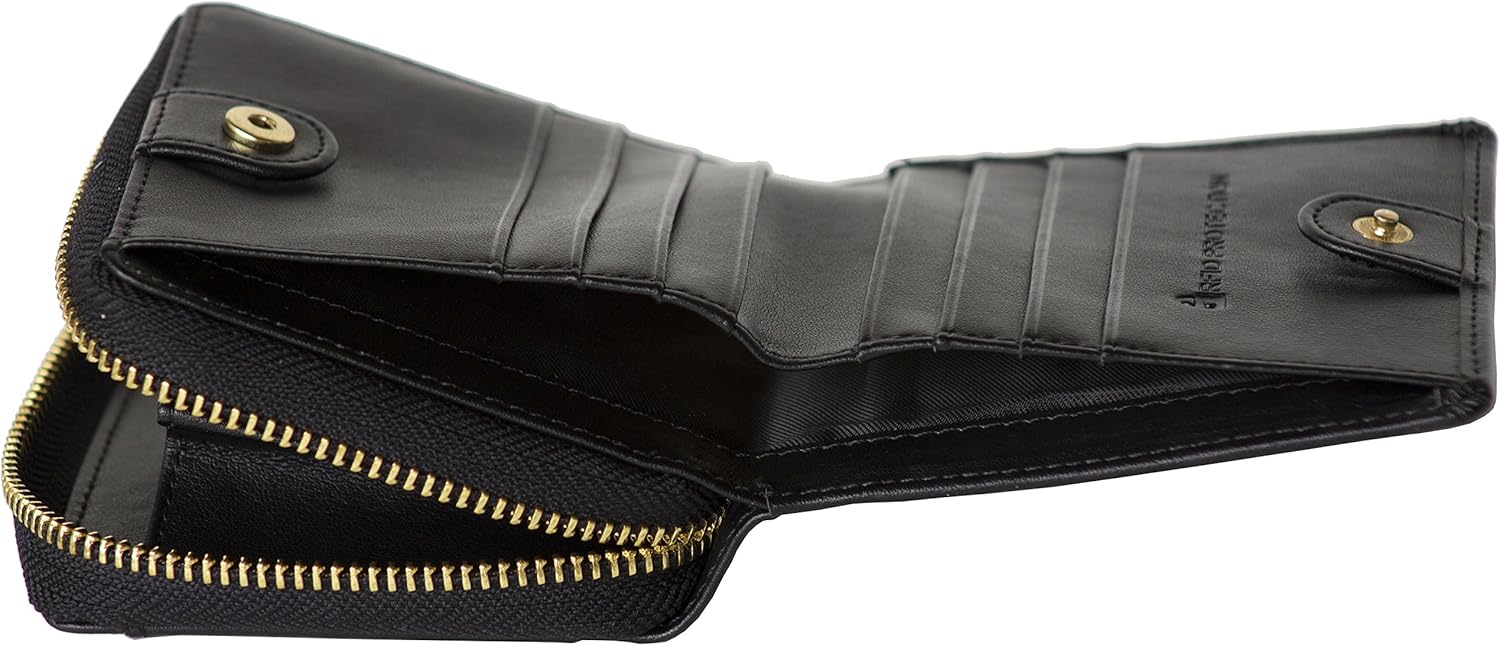 Genuine Leather Small Wallet in Black V831368