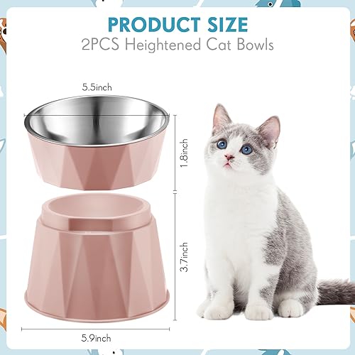 2 Pcs Elevated Stainless Steel Bowls with Adjustable Raised Stand K70531
