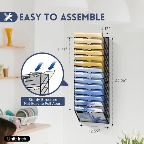 14 Tier Black Wall File Organizer 2 Pack I415562