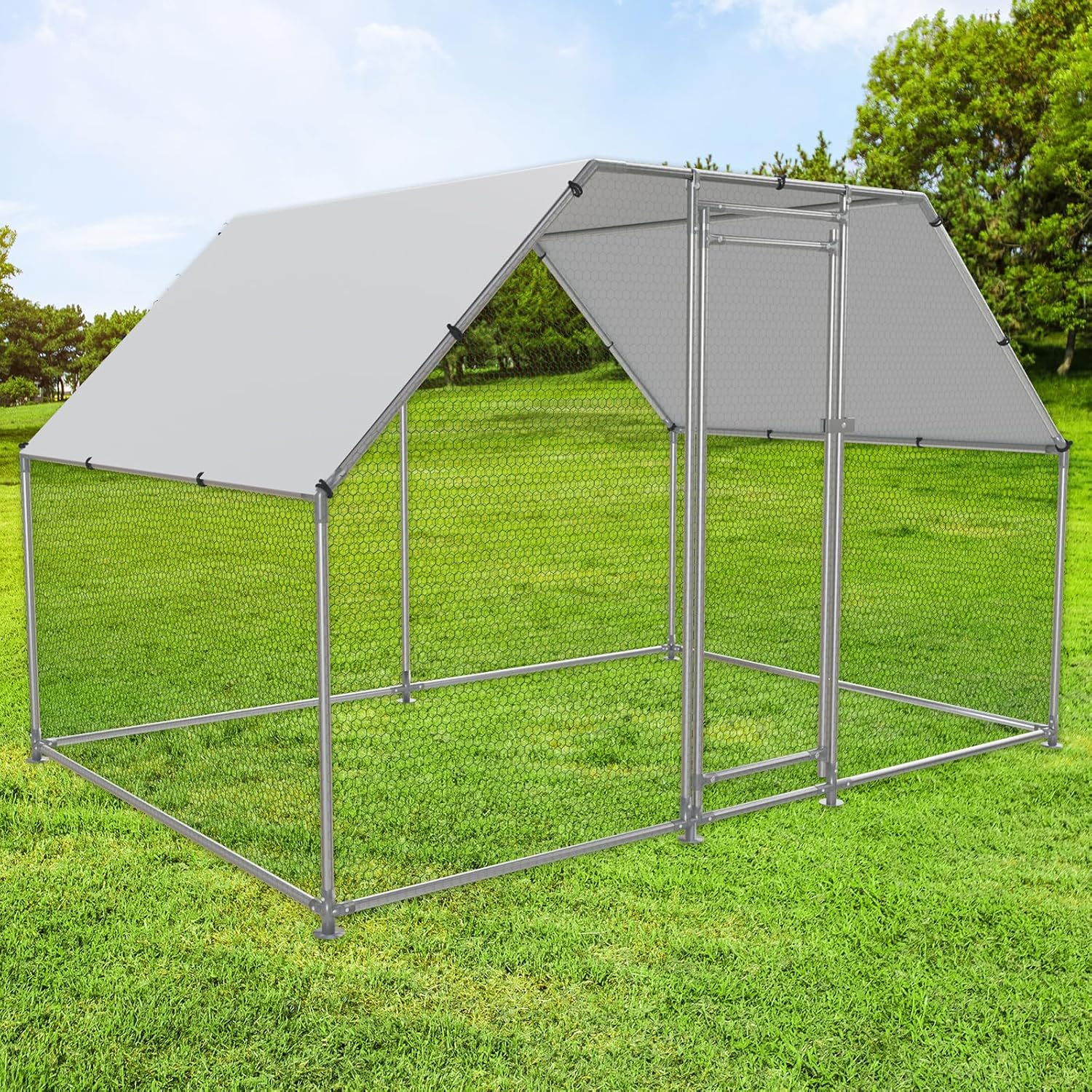 Large Metal Chicken Coop Walk-in Poultry Cage with Water-Resident and Anti-UV Cover F570