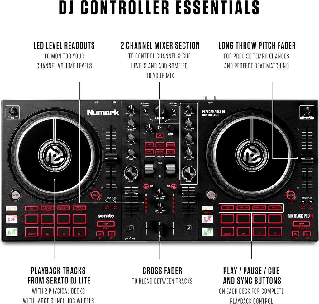 DJ Controller with FX Paddles and 2x 350W Active PA Speaker with 8" Woofer E272