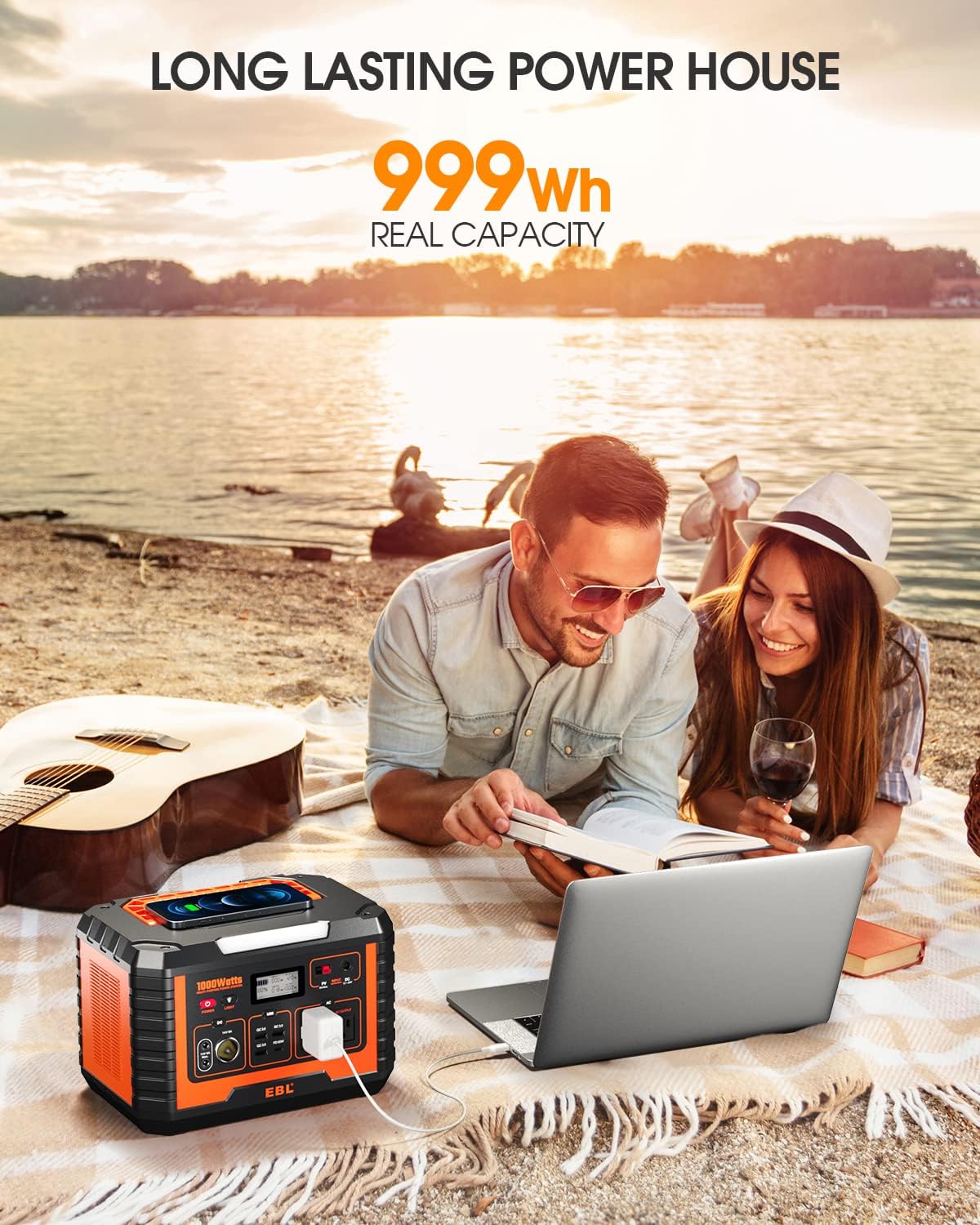 1000W Solar Generator with 200W Portable Solar Panel Power Station Backup Battery Pack U446
