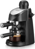 Black 3.5 Bar 4 Cup Espresso Cappuccino Maker with Milk Frother W5548
