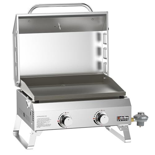 2-Burner Tabletop Propane Gas Griddle, Stainless Steel O943
