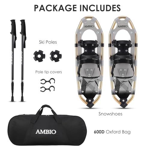 Light Weight Aluminum Snowshoes with Trekking Poles and Carrying Tote Bag F706