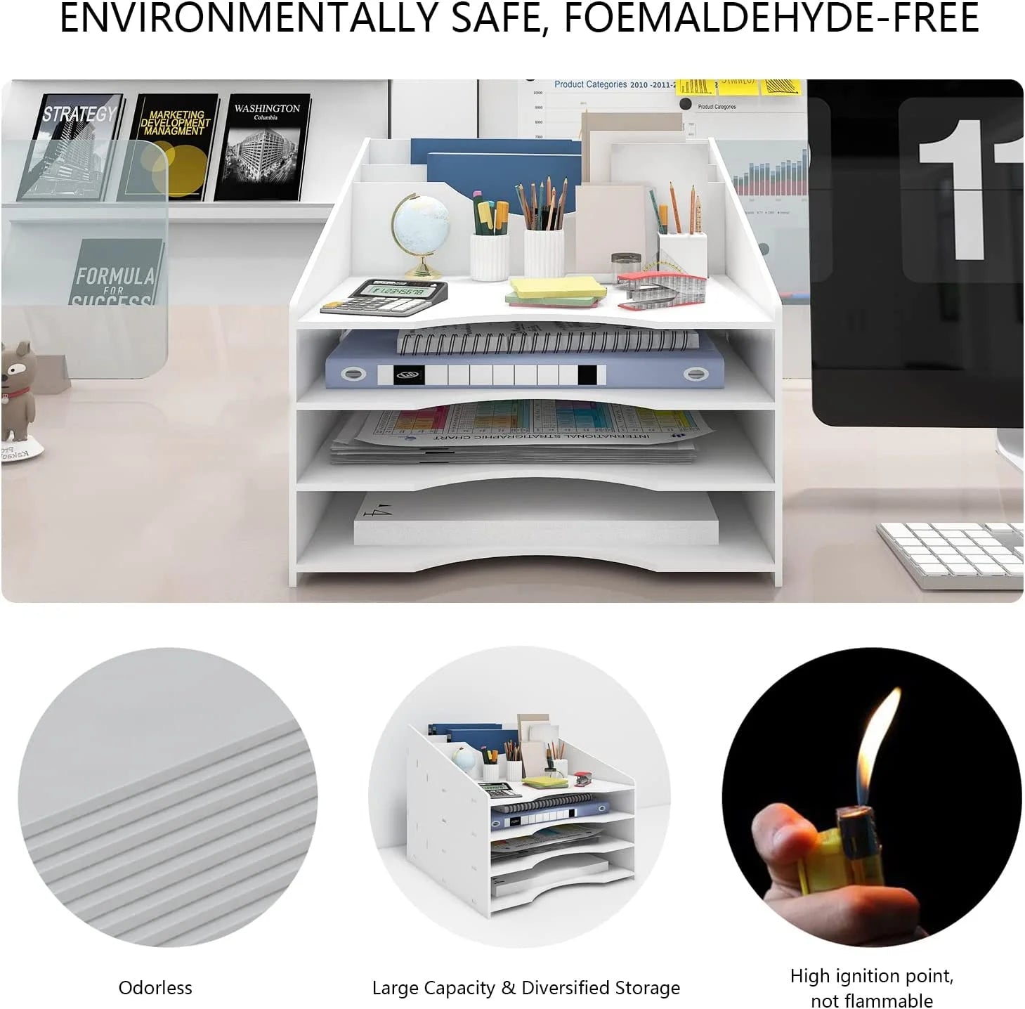 White Letter Tray Paper Organizer D9738