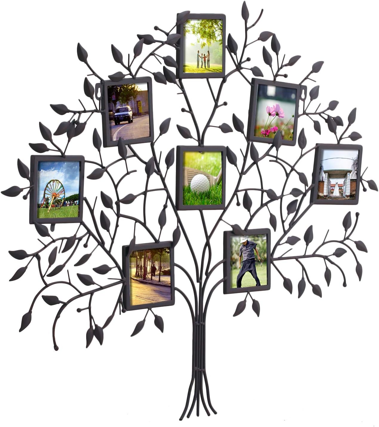 Black Metal Wall Hanging Picture Frame with 8 Openings S476