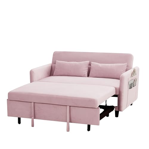 Gray Velvet Convertible Sofa Bed with Pull-Out Bed Y991