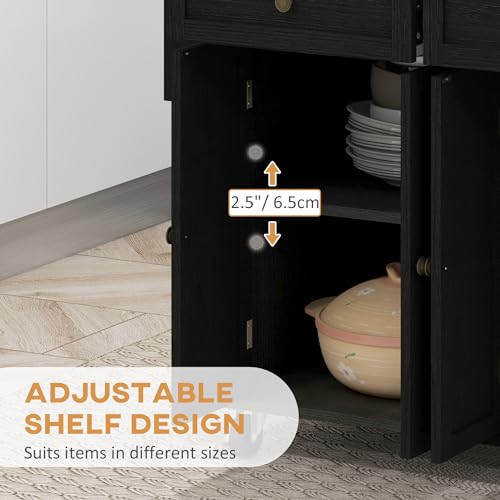 Navy Blue Kitchen Island on Wheels with Rubberwood Top Y70337