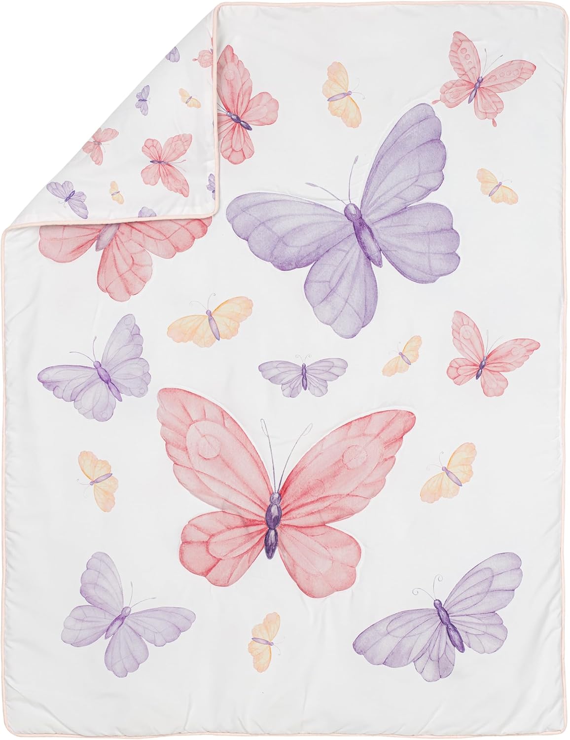 Pink and Purple Shabby Chic Butterfly Girl Baby Crib Bedding Set 3p F3004