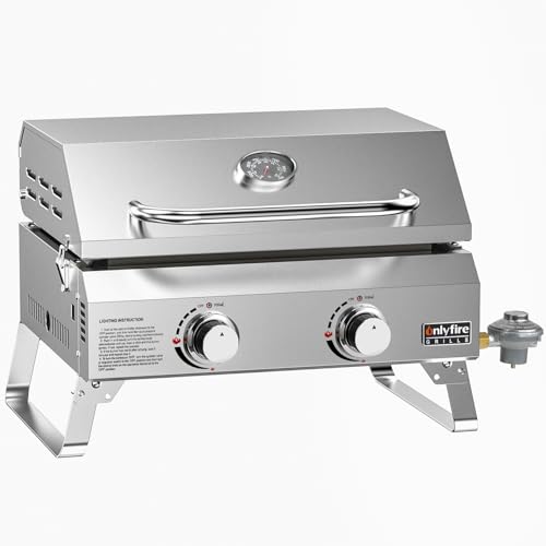 2-Burner Tabletop Propane Gas Griddle, Stainless Steel O943