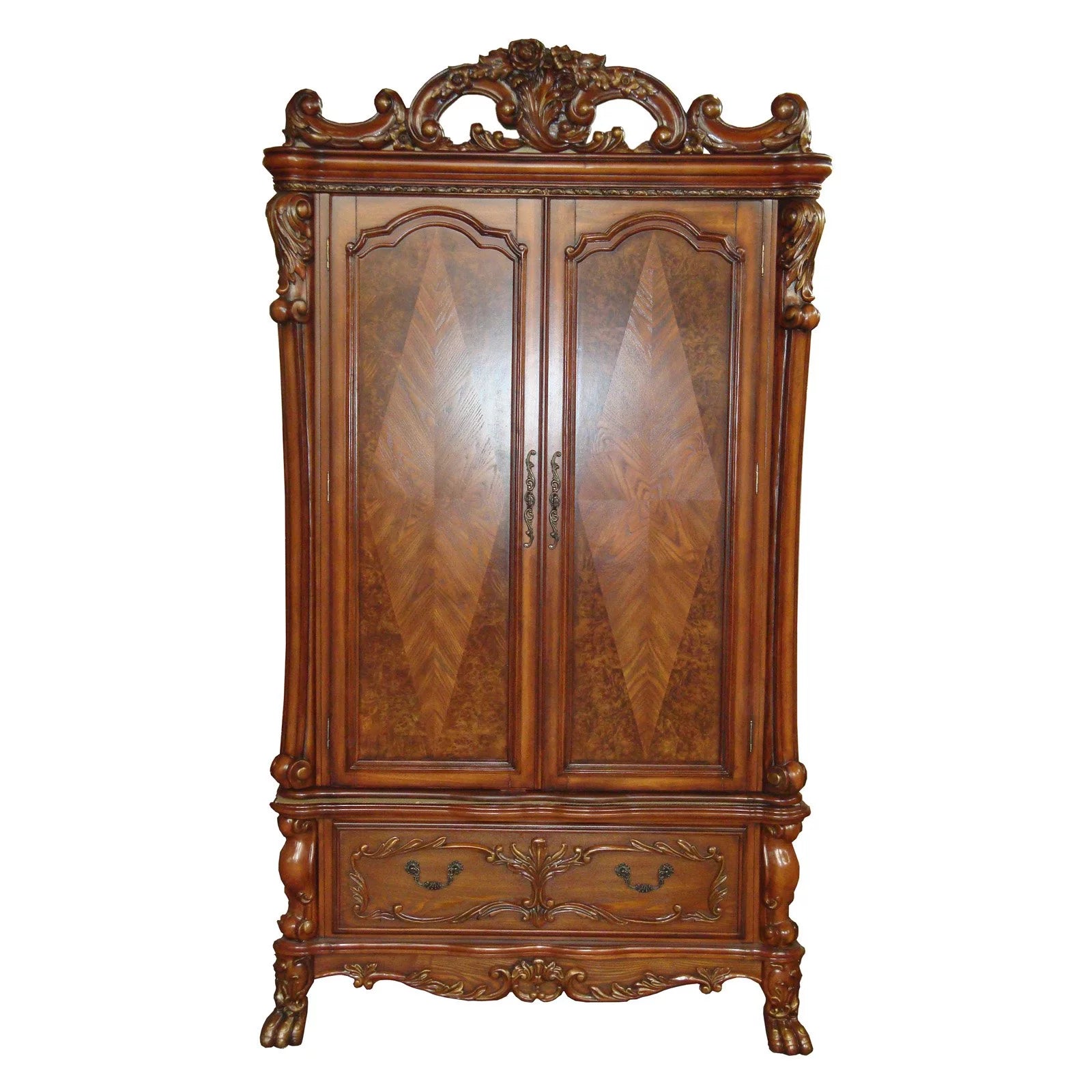 2-Drawer Wooden TV Armoire with 2 Doors in Cherry Oak L65277