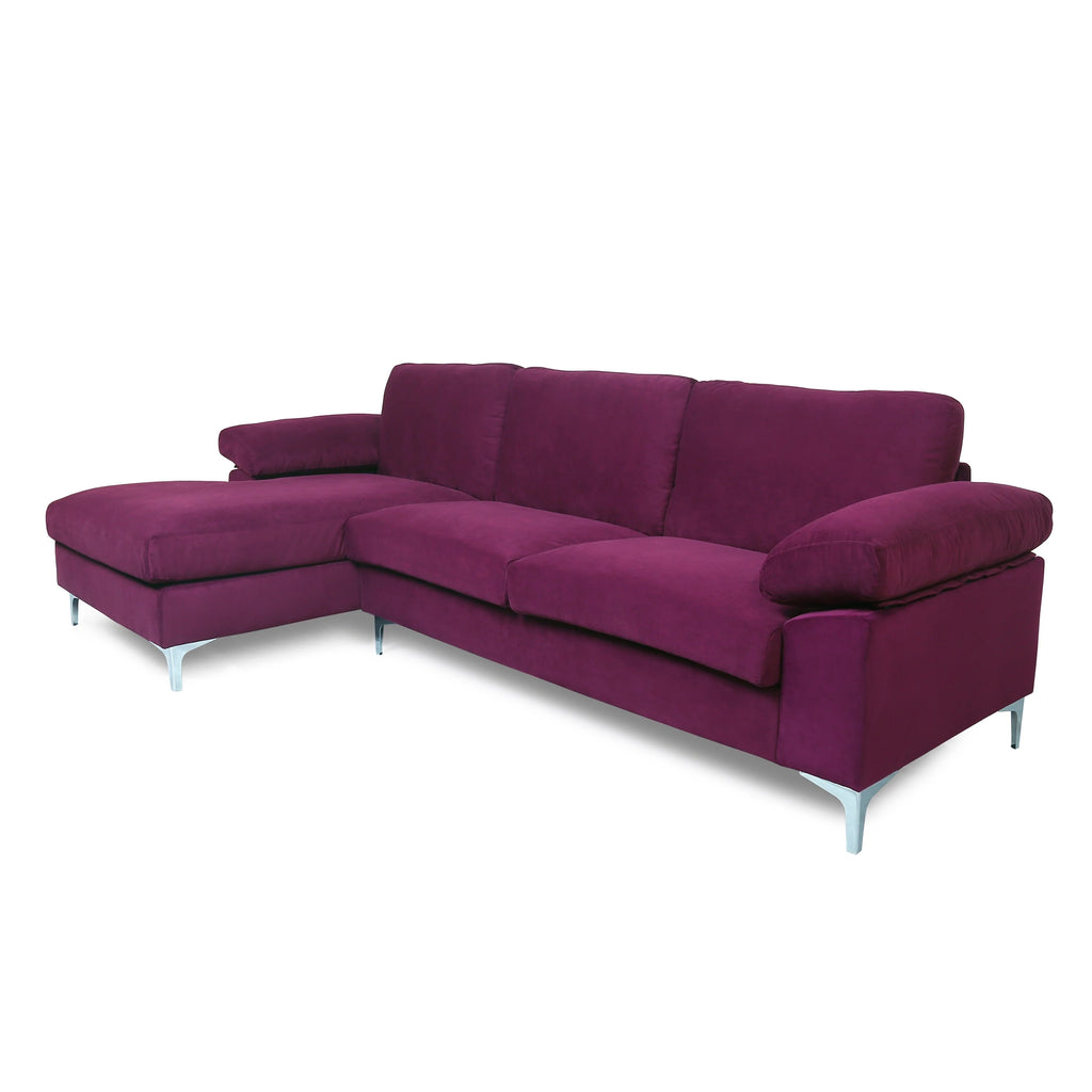 Purple Velvet L-shape Sectional Sofa A31965