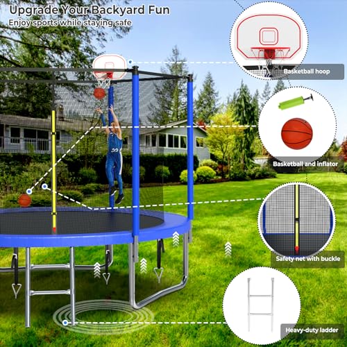 16FT Trampoline with Enclosure and Basketball Hoop B69586
