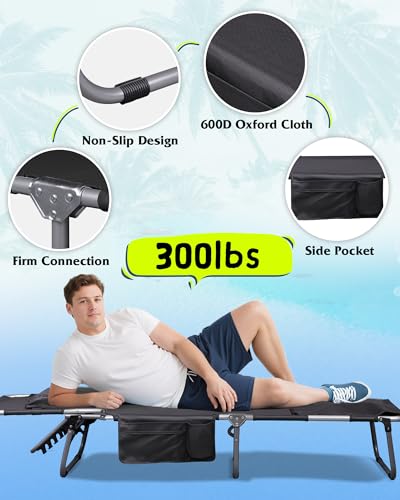 Silver Greige Portable Folding Camping Cot with Carry Bag M514