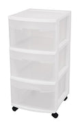 White 3 Drawer Plastic Rolling Storage Cart, 2-Pack P7228