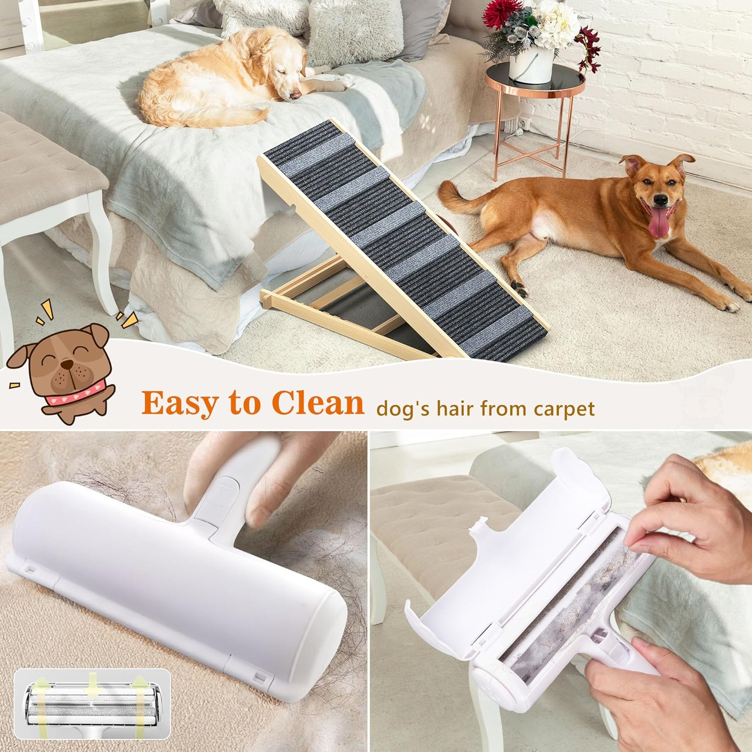 Portable Pet Ramp with 7 Adjustable Heights, Non-Slip, Hold up to 150 LBS K37281