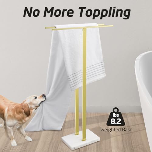 2-Tier Stainless Steel Towel Rack Stand with Marble Base T4825