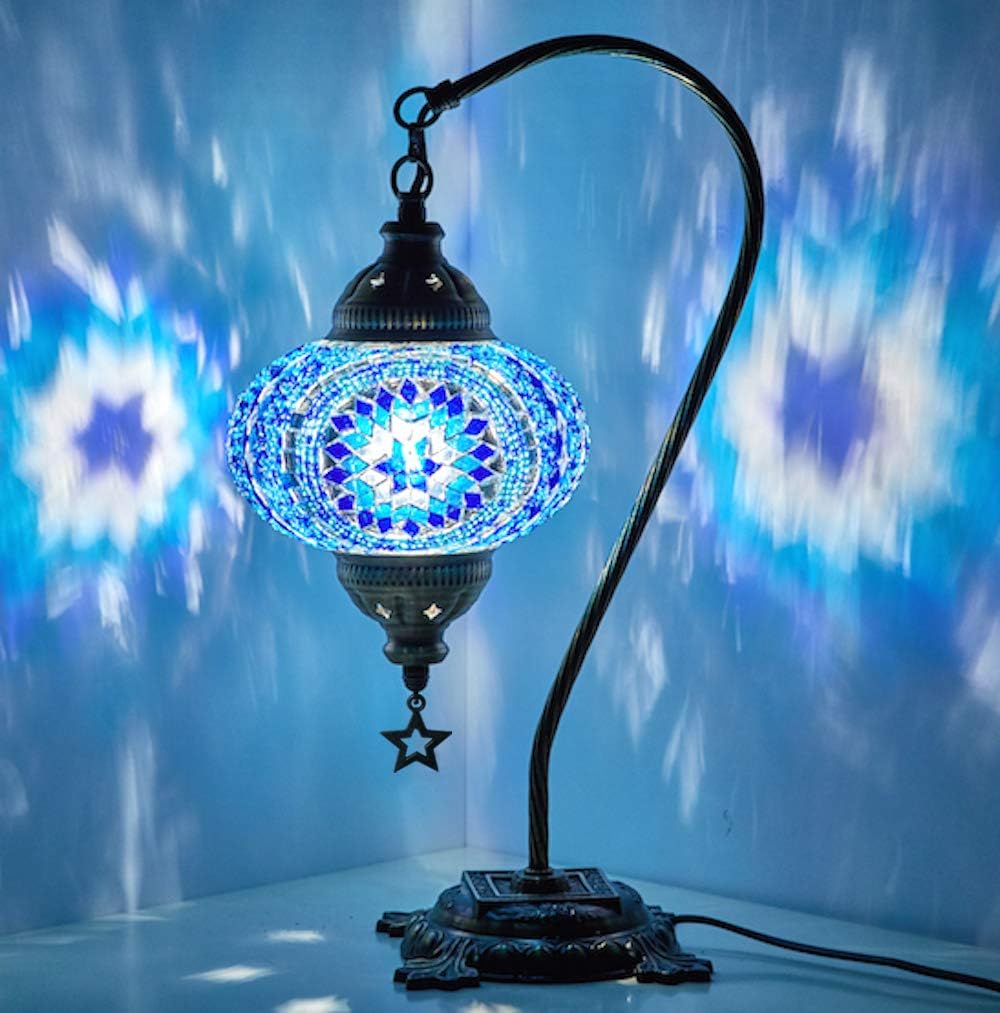 Multicolor Mosaic Gooseneck Table Lamp N94082