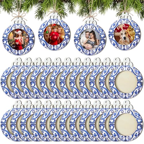 24 Pcs Christmas Photo Ornament Wooden Picture Frames C507