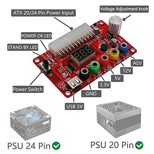 24 Pins ATX Power Supply Breakout Board and Acrylic Case Kit Module Adapter PC Power Connector H853166