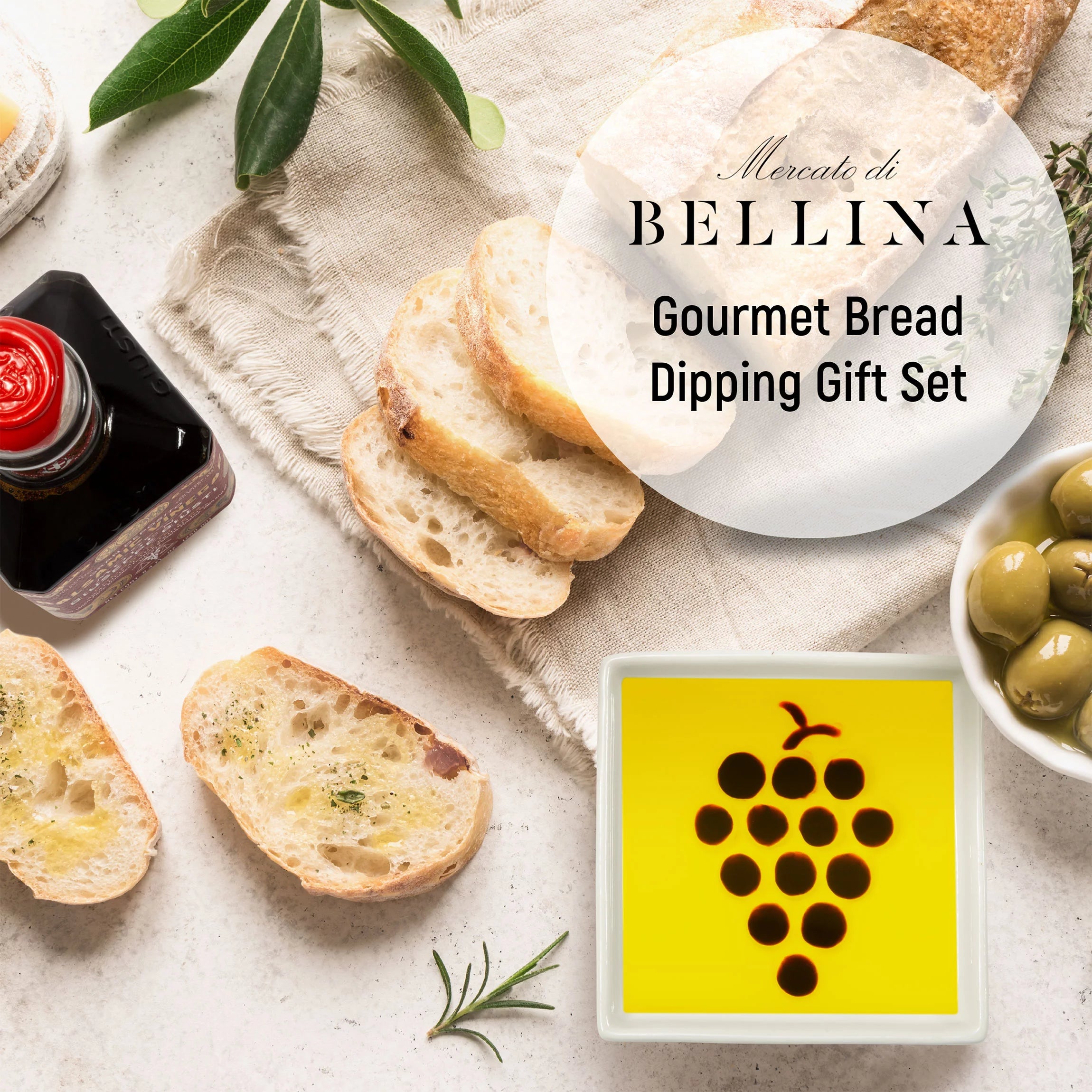 8.45 fl.oz. Balsamic Vinegar and Bread Dipping Plates Gift Set Y8457