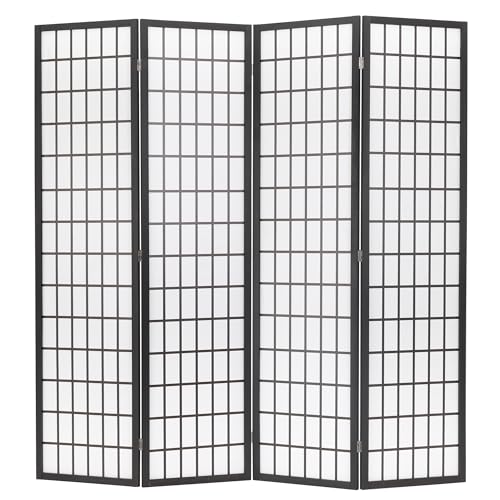 6Ft Folding 4 Panels Freestanding Wood Partition Screen V435554