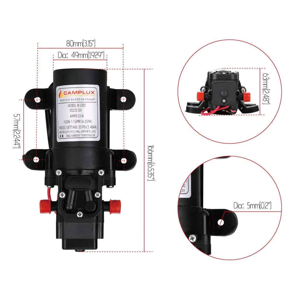 12V Water Pump 1.2GPM X7492