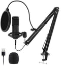 Professional 192KHZ/24Bit Studio Cardioid Condenser Microphone Kit with Sound Card Boom Arm Shock Mount Pop G9724