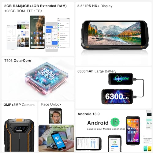 128GB Rugged Smartphone with 6300mAh Battery J84540