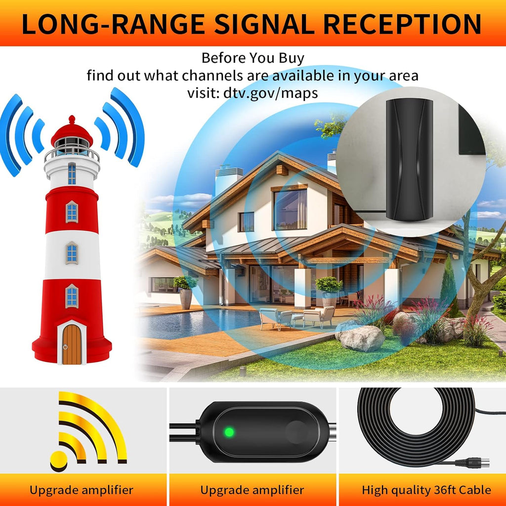 Digital TV Antenna with 36FT Coaxial Cable T407692