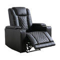 Black Leather Electric Recliner Chair with USB Ports Cup Holders L876091