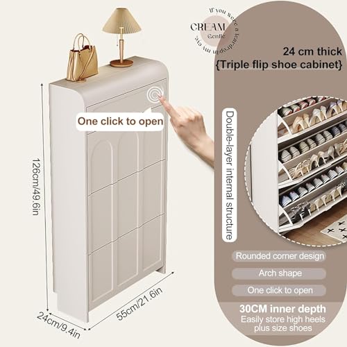 White Shoe Storage Cabinet with 2 Flip Drawers A8527