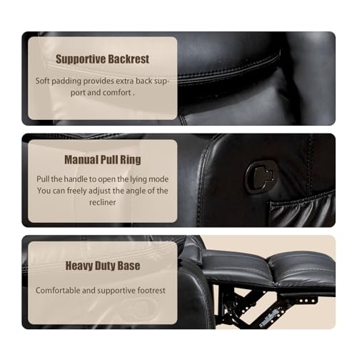 37" Width PU Leather Recliner Chair with Massage and Heating J379