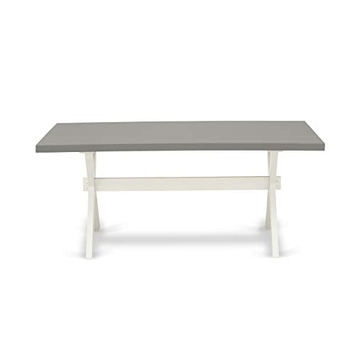 9 Piece Rectangle Dining Table Set with 8 Baby Blue Linen Fabric Chairs O510150
