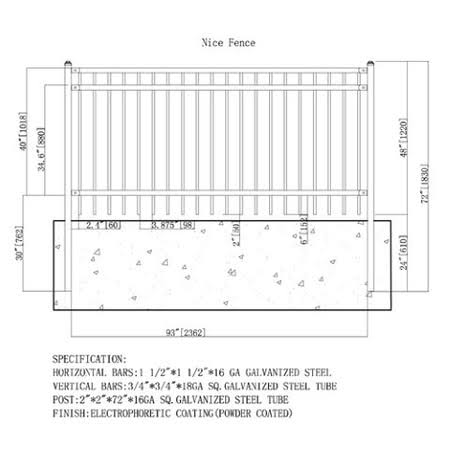 8 ft. Steel Fence Panel J684613