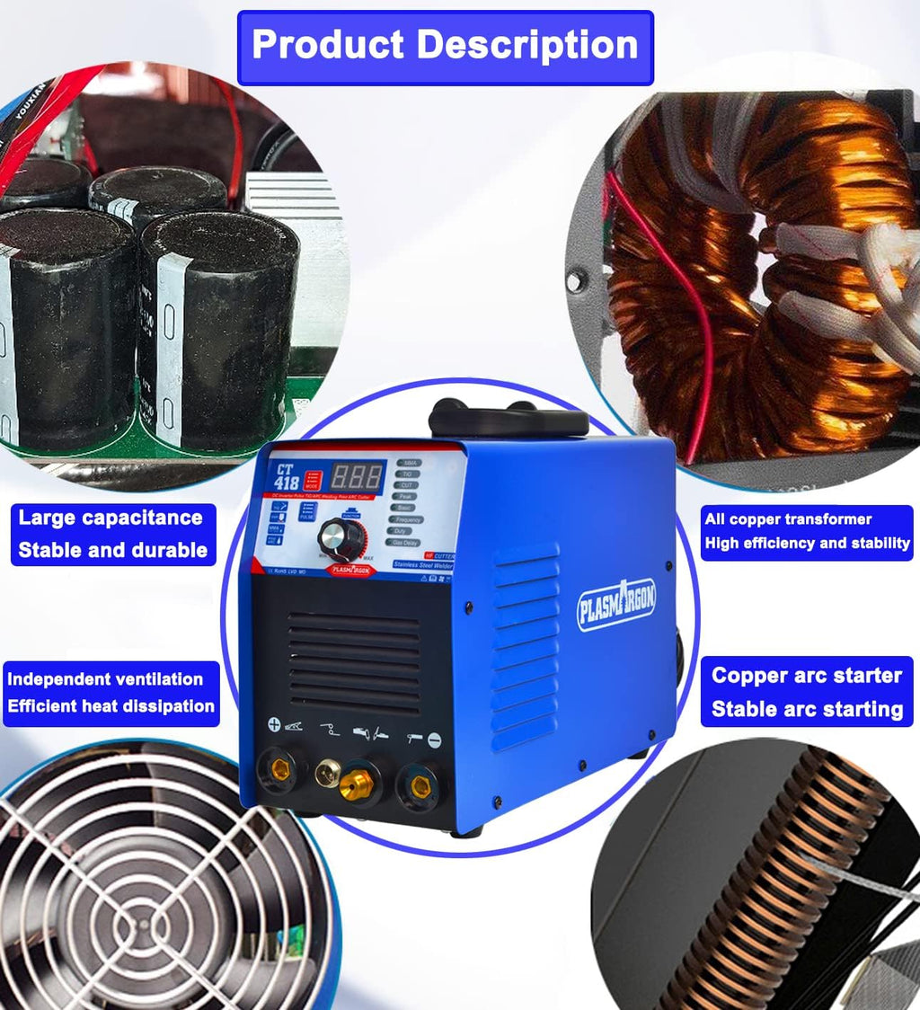 3 in 1 Plasma Cutter TIG Stick Welder, 180A Pulse TIG/Arc Welding, 40A Plasma Cutting, 110/220V Dual Voltage Q81720