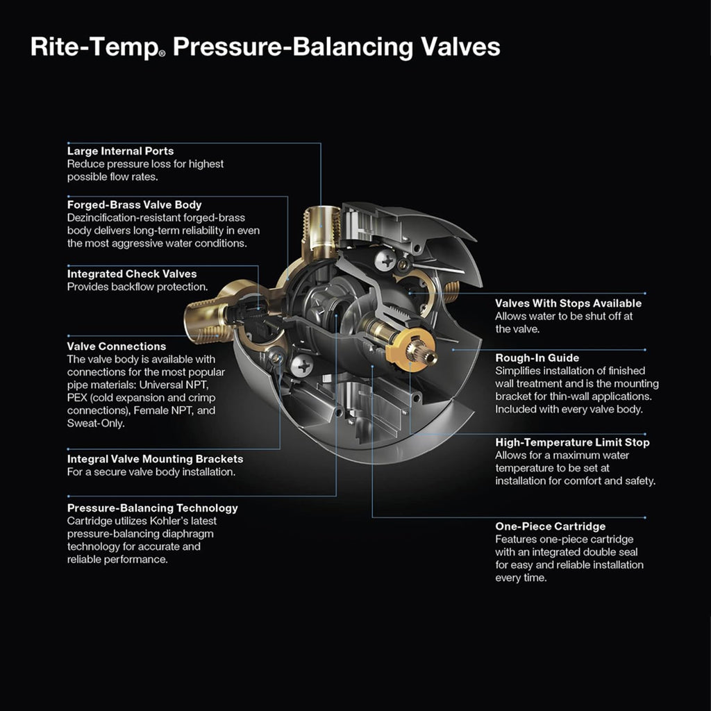 Gray Pressure-Balancing Valve Body and Cartridge Kit Z1341