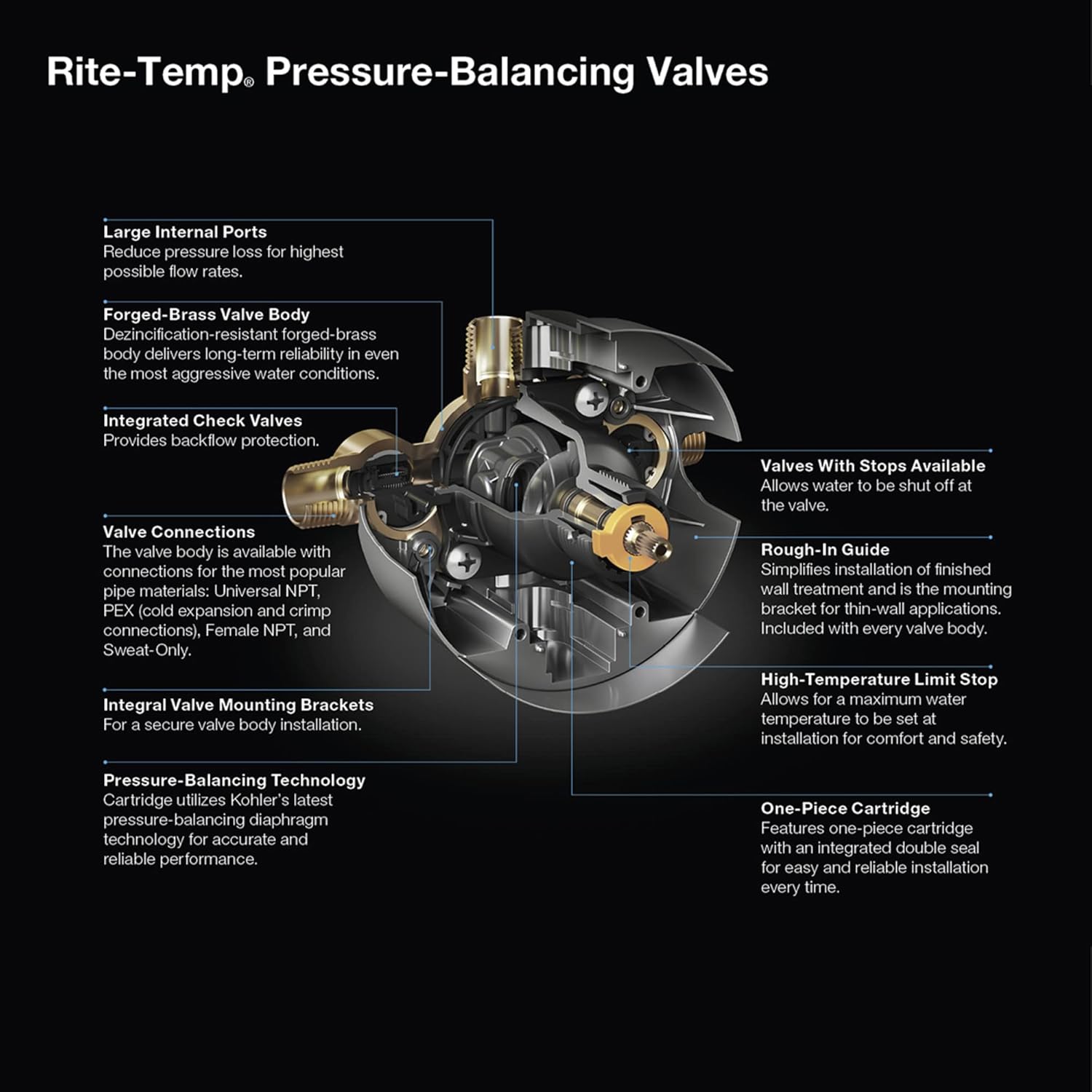Gray Pressure-Balancing Valve Body and Cartridge Kit Z1341