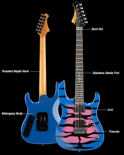 Solid Body Electric Guitar, Mahogany Body, Maple Neck, Rosewood Fretboard, 24 Frets (Blue) Y20775