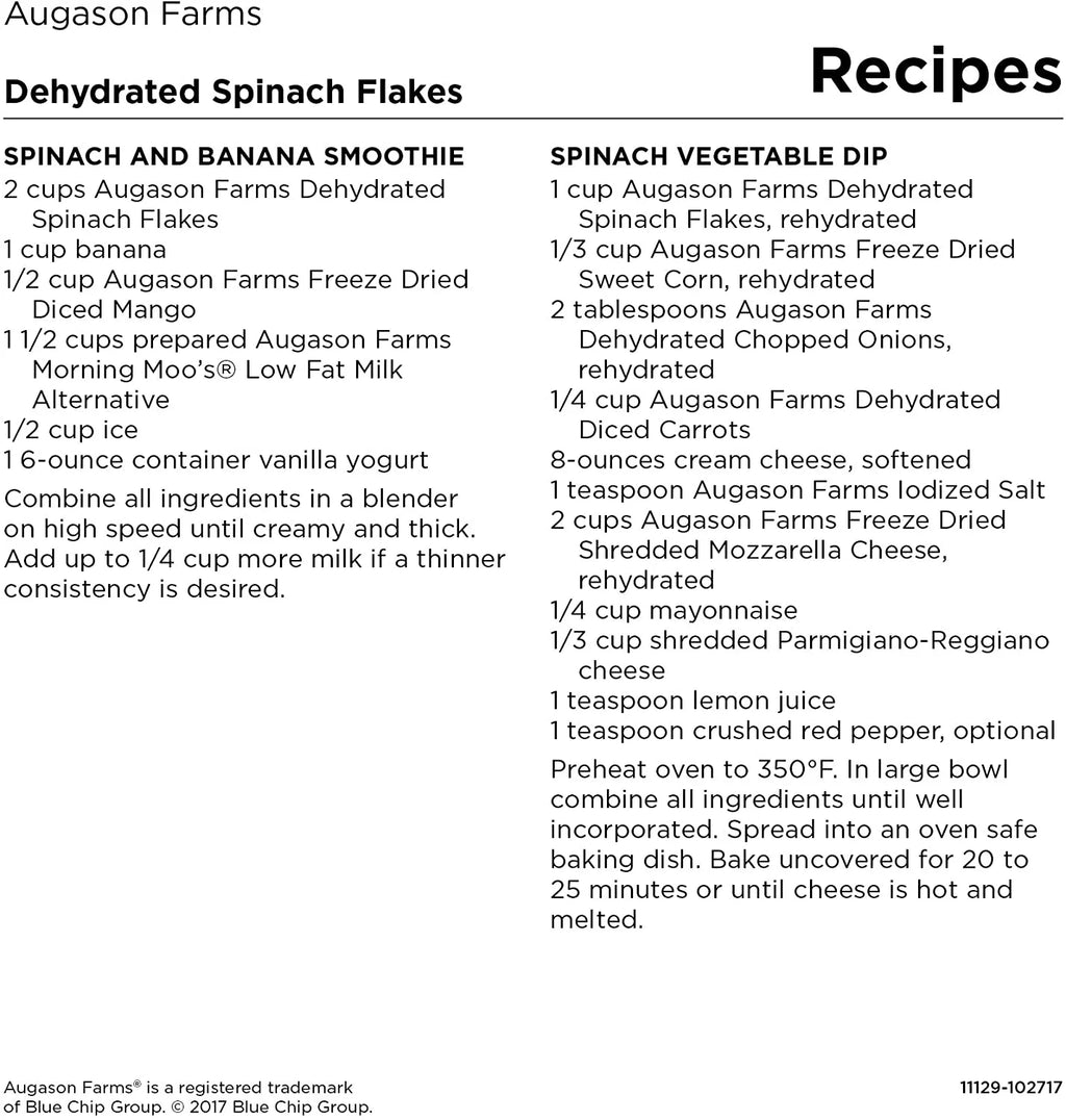 Dehydrated Spinach Flakes 8 oz No. 10 Can D899051