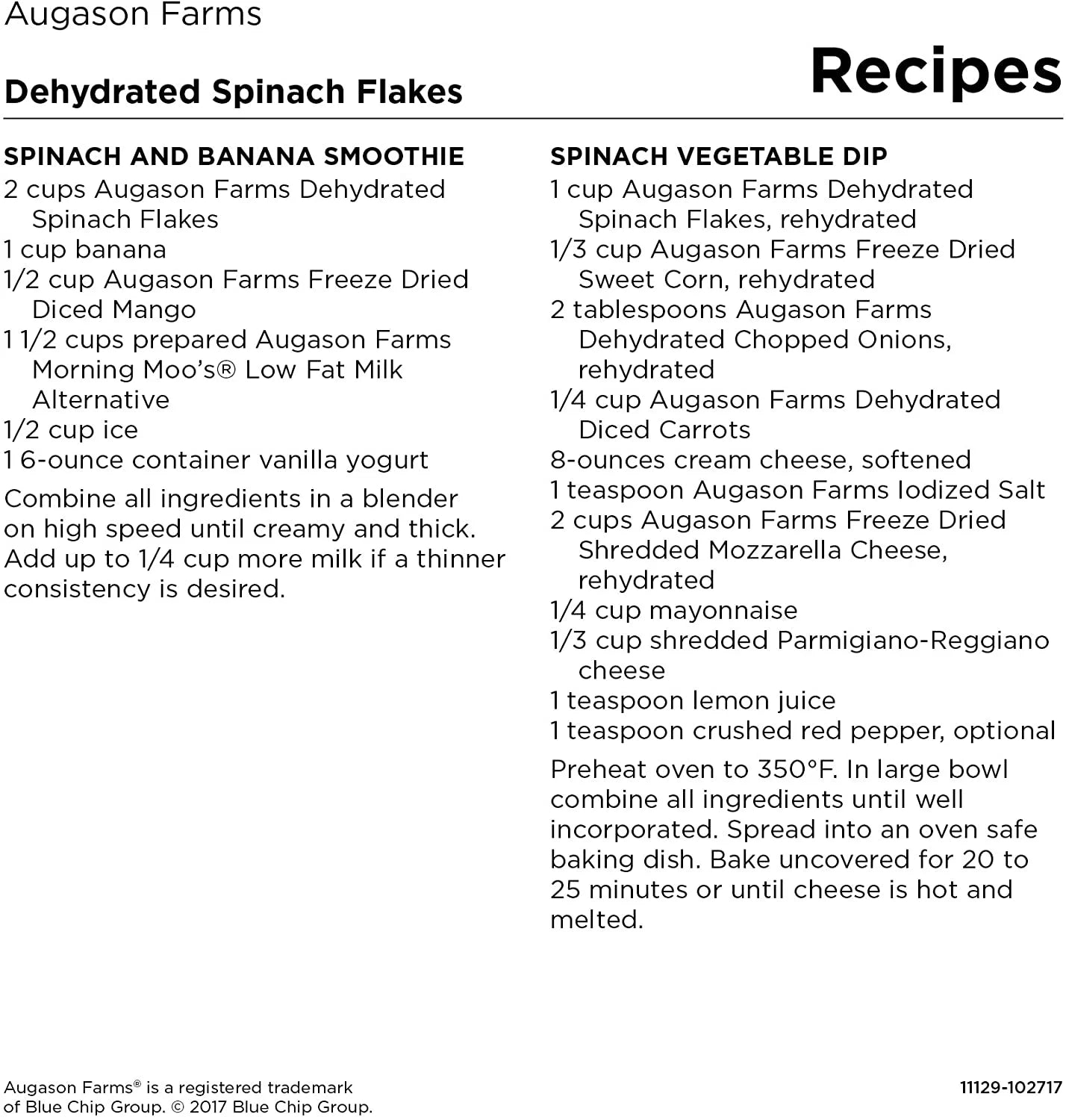 Dehydrated Spinach Flakes 8 oz No. 10 Can D899051