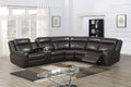 3-Piece Manual Reclining Sectional Sofa Brown Leather Gel +PU V132
