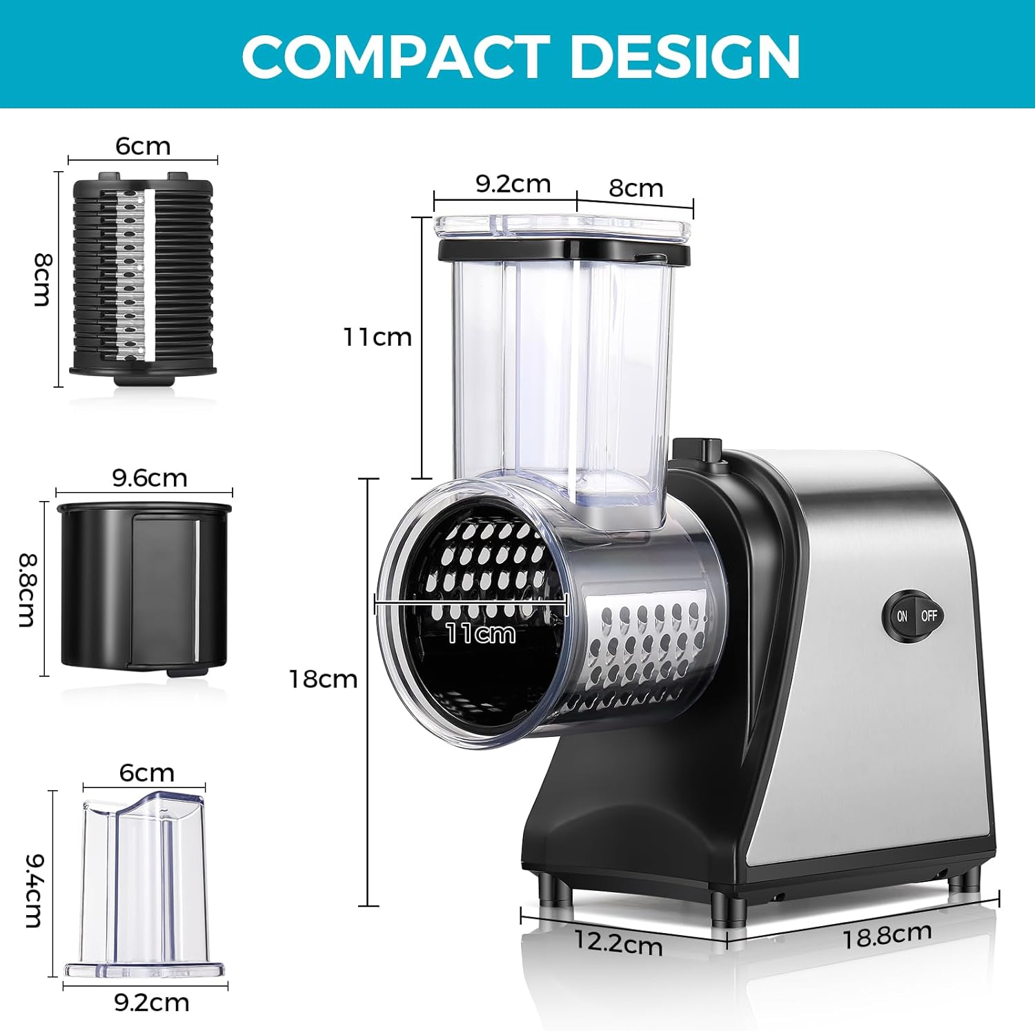 250W Electric Cheese Grater with 5 Attachments Q19685