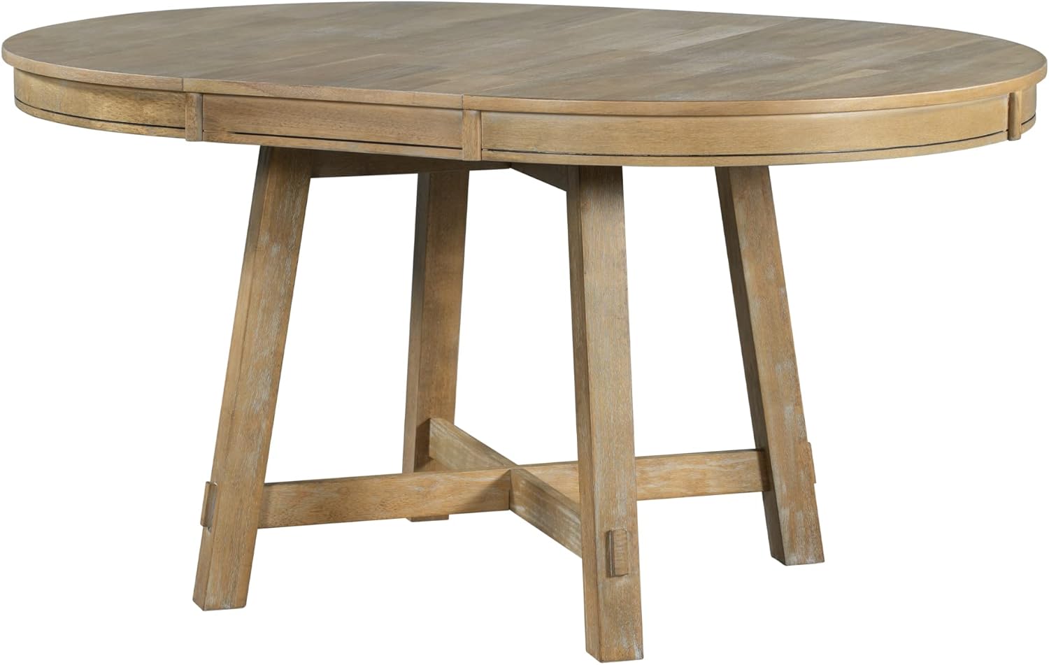 Natural Wood Wash Round Extendable Dining Table with Leaf X264
