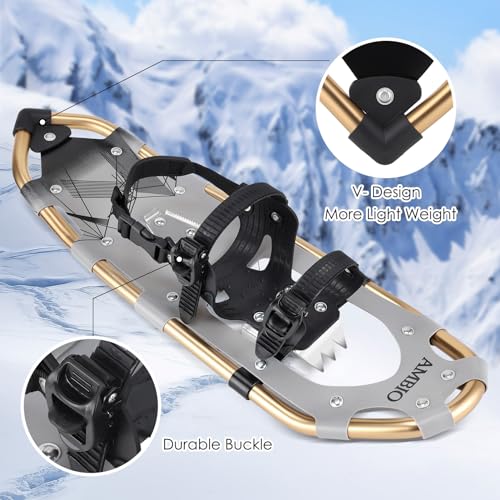 Light Weight Aluminum Snowshoes with Trekking Poles and Carrying Tote Bag F706